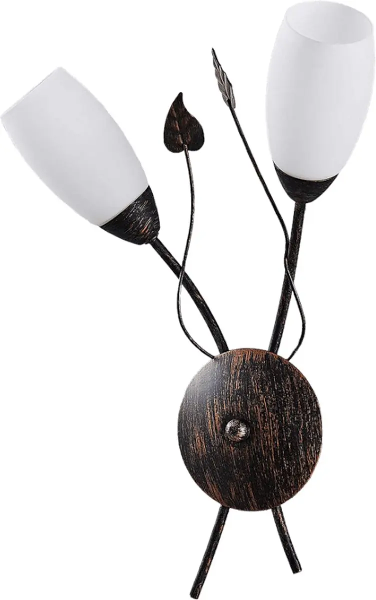 Lindby Wandlamp Metaal Glas 2 Lichtpunten - 42,5 cm - E14 - Wit/Zwartgoud