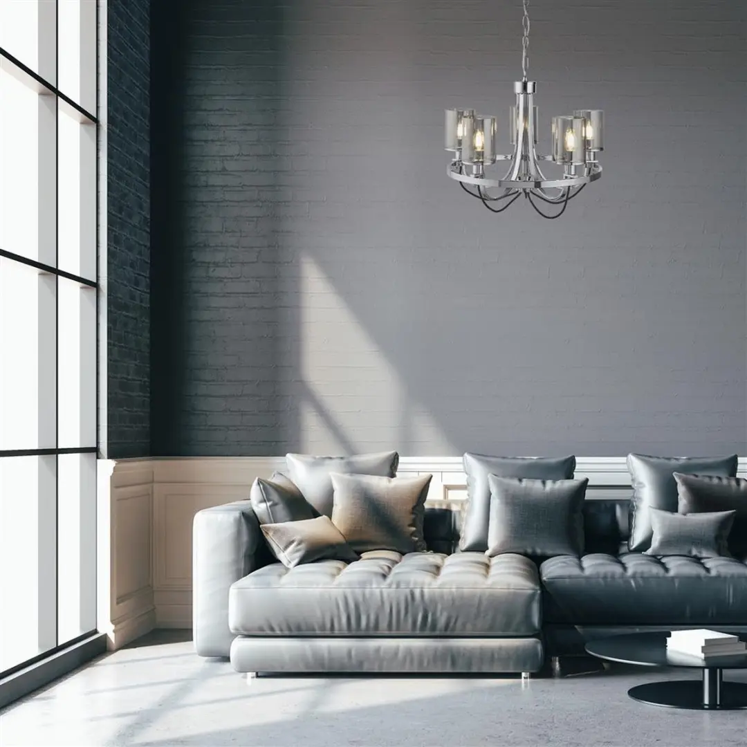 Searchlight Catalina Kroonluchter 5 Lichts - Chroom