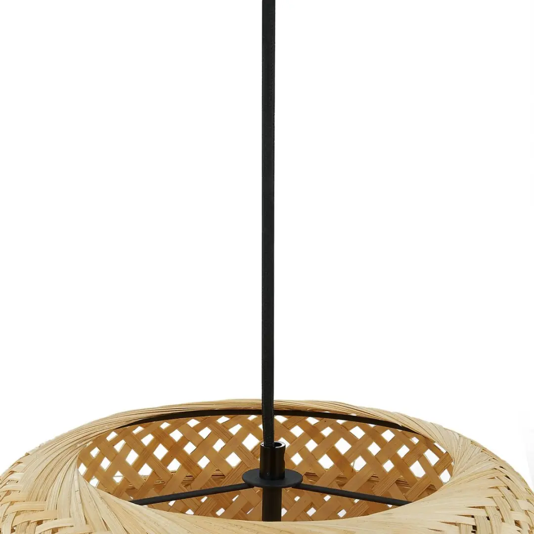 Lindby Hanglamp Bamboe 42cm - E27 - Licht hout/zwart