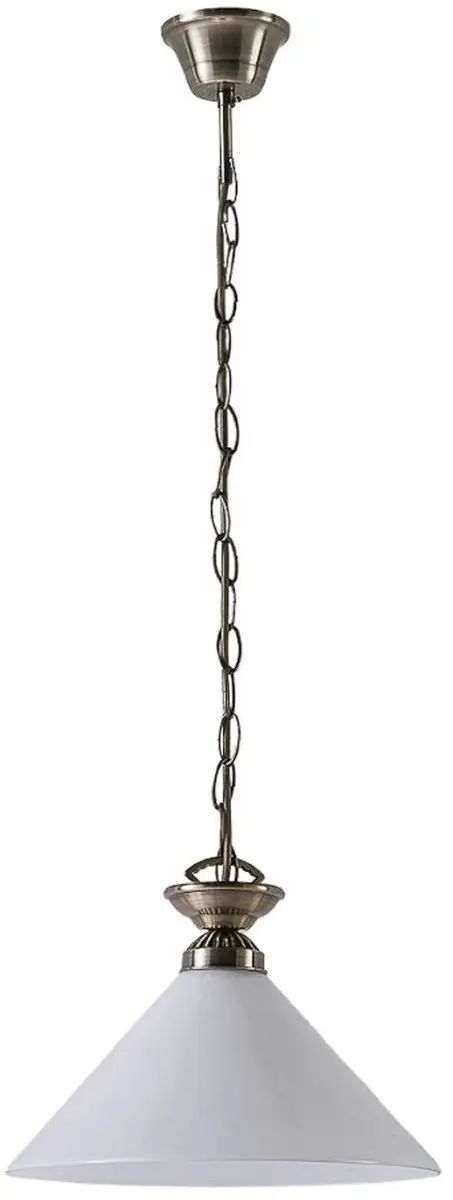 Lindby Hanglamp Glas Metaal E27 - 1 Lichtpunt - Opaalwit/Antiek Messing