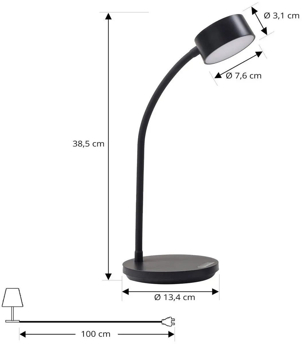 Lindby Bureaulamp met Dimmer 3.1W - Zwart