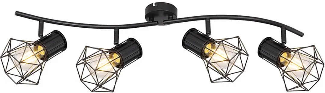 Globo Spotlight Strip Zwenkbare Plafondlamp 4x E27 - 80x22,5x19cm Zwart