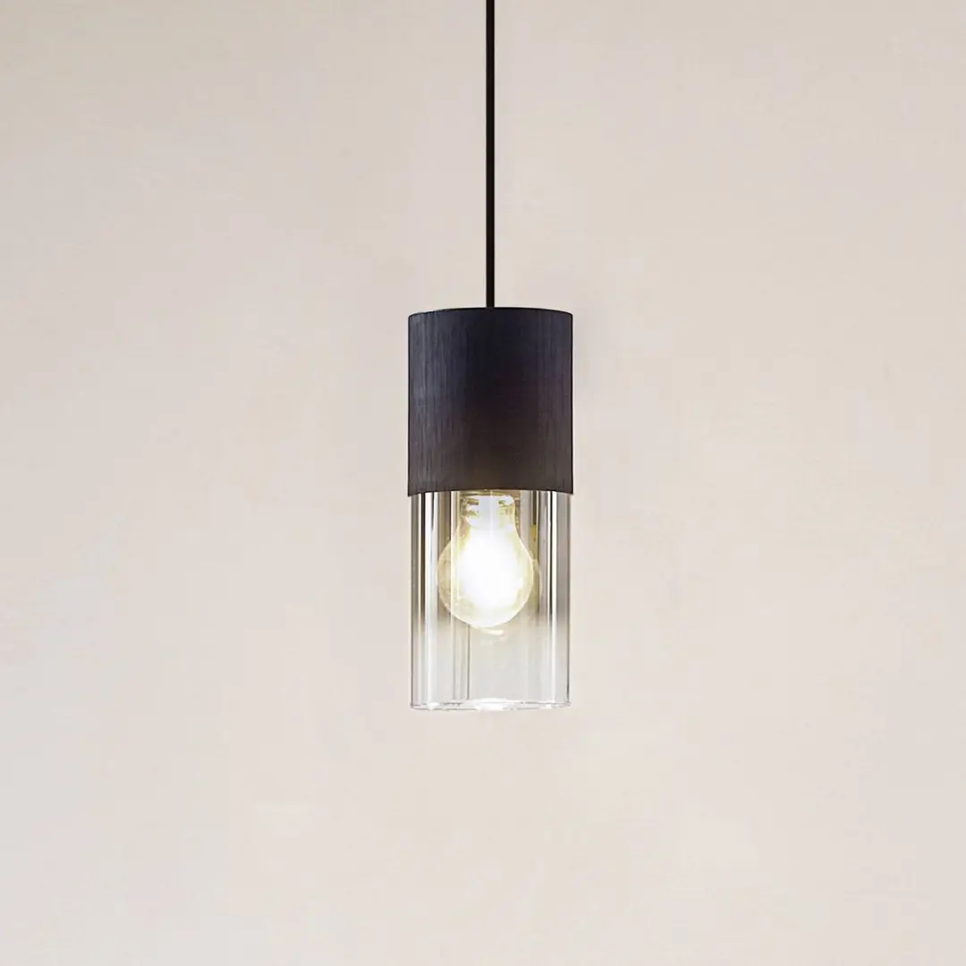 Lindby Hanglamp Glas Aluminium IJzer 1 Licht - E27 - Rookgrijs/Zwart