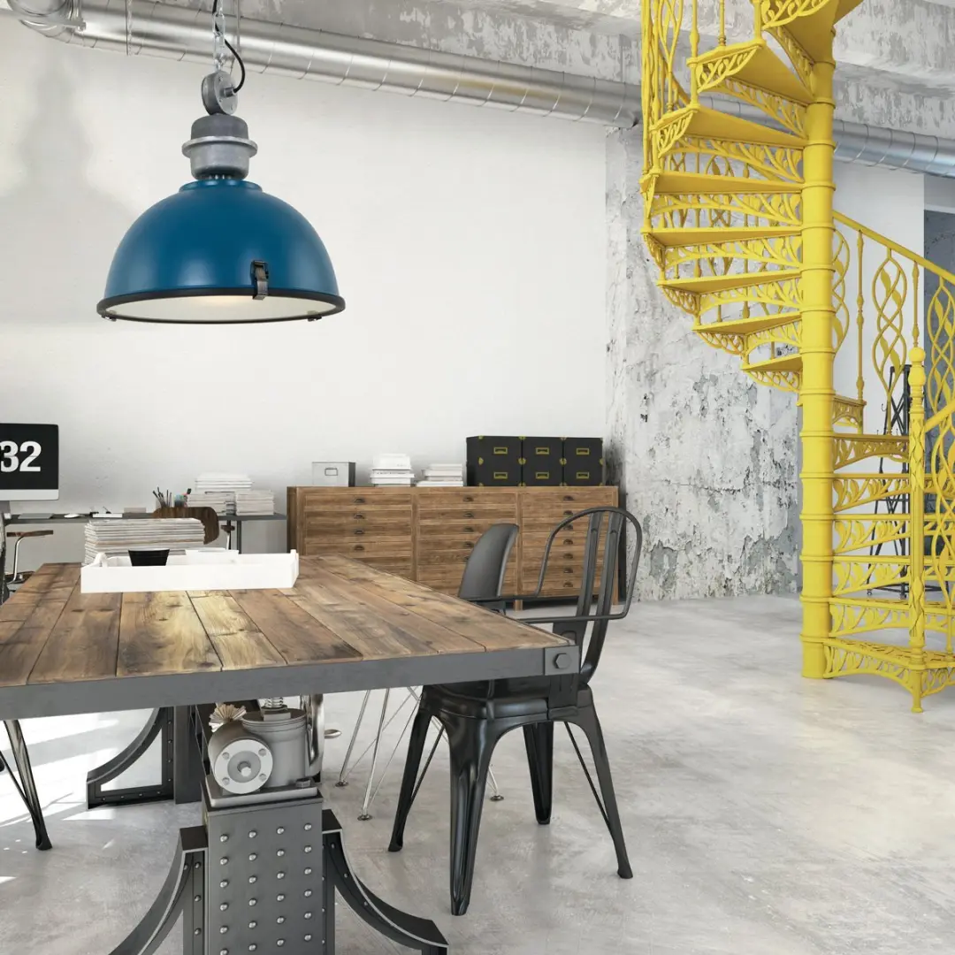 Steinhauer Hanglamp Bikkel 7586PE - Industrieel - 1 Lichtpunt - Blauw/Zilver