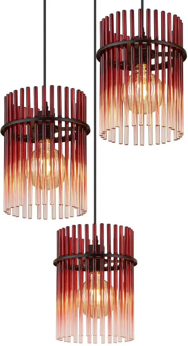 Globo Gorley Hanglamp - 3 Lichtpunten - Ø47cm - Rood