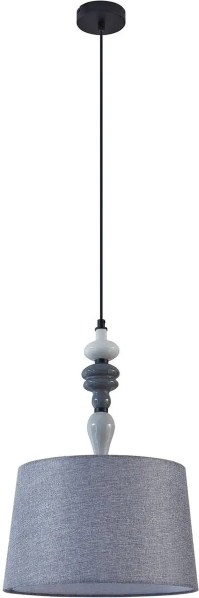 Lindby Hanglamp Textiel Metaal 1 Licht E27 - 34cm - Grijs/Zwart