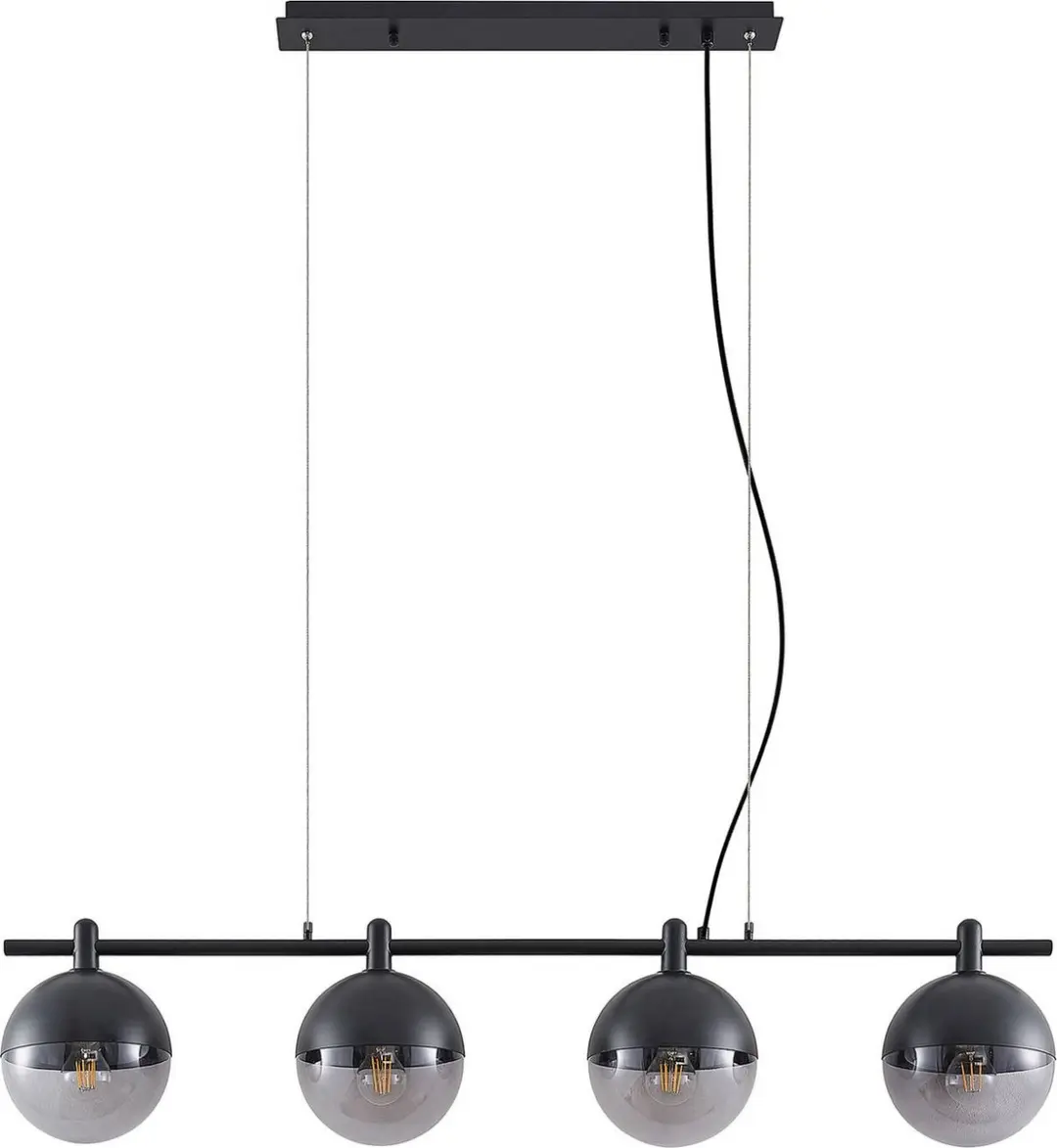 Lucande Hanglamp 4-lichts E27 - Glas/Zwart