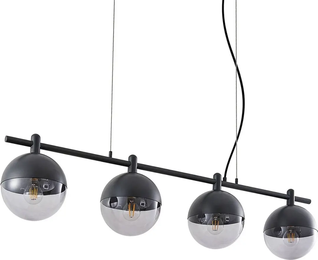 Lucande Hanglamp 4-lichts E27 - Glas/Zwart