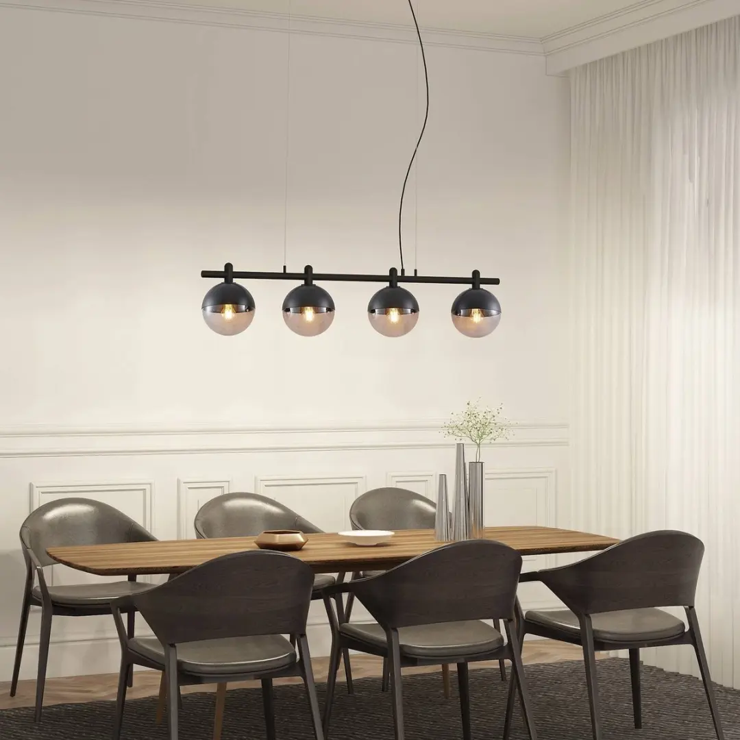 Lucande Hanglamp 4-lichts E27 - Glas/Zwart