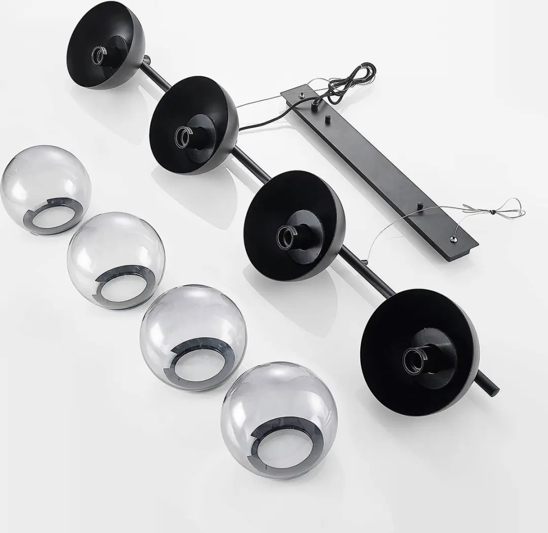 Lucande Hanglamp 4-lichts E27 - Glas/Zwart
