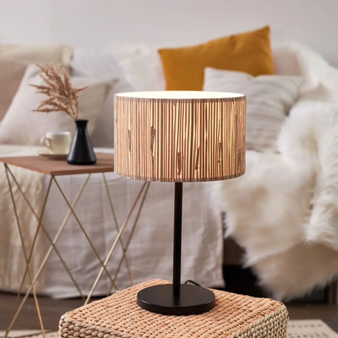 Brilliant Wimea Tafellamp E27 - Zwart/Nature