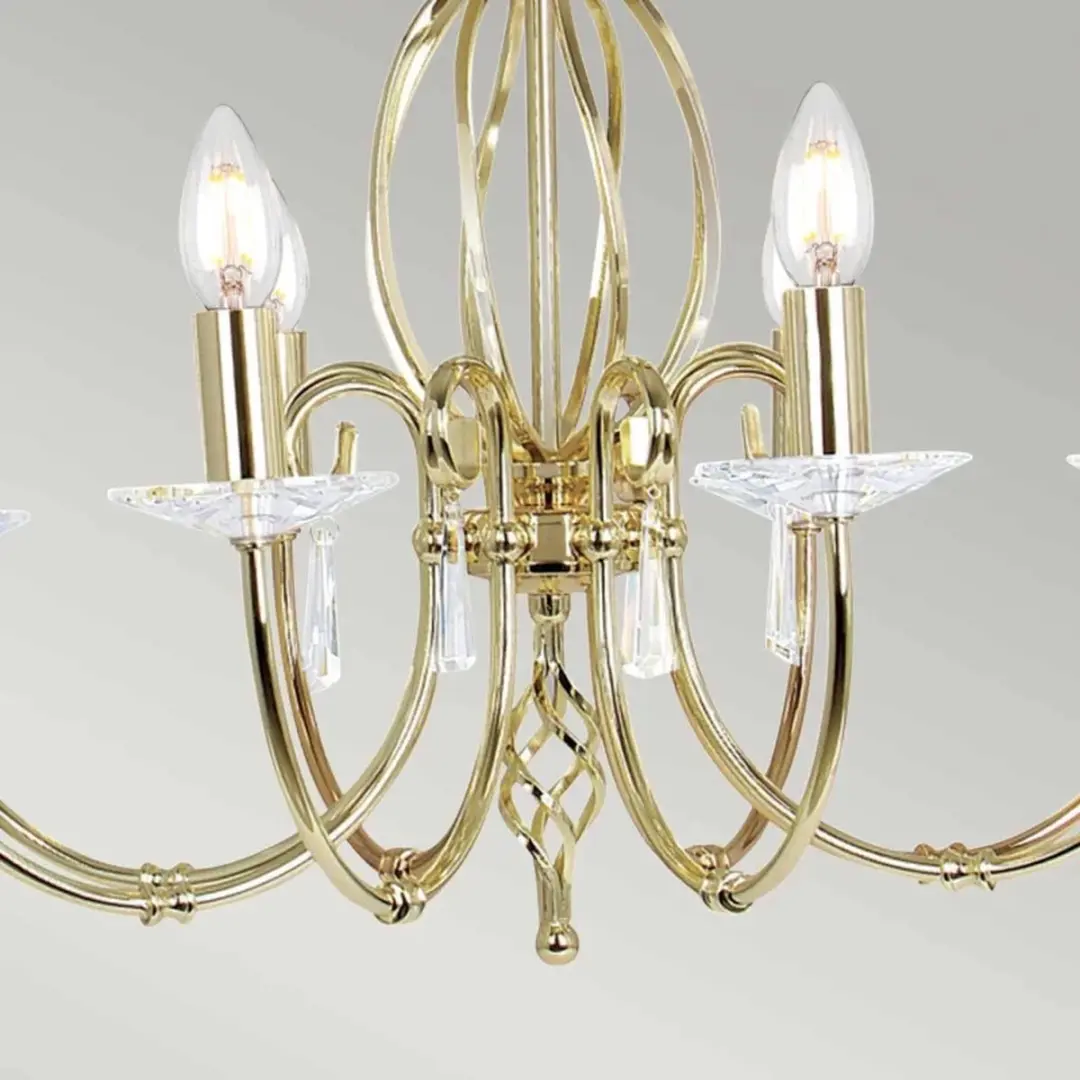 Elstead LED Kroonluchter 8x E14 60W - Polished Brass