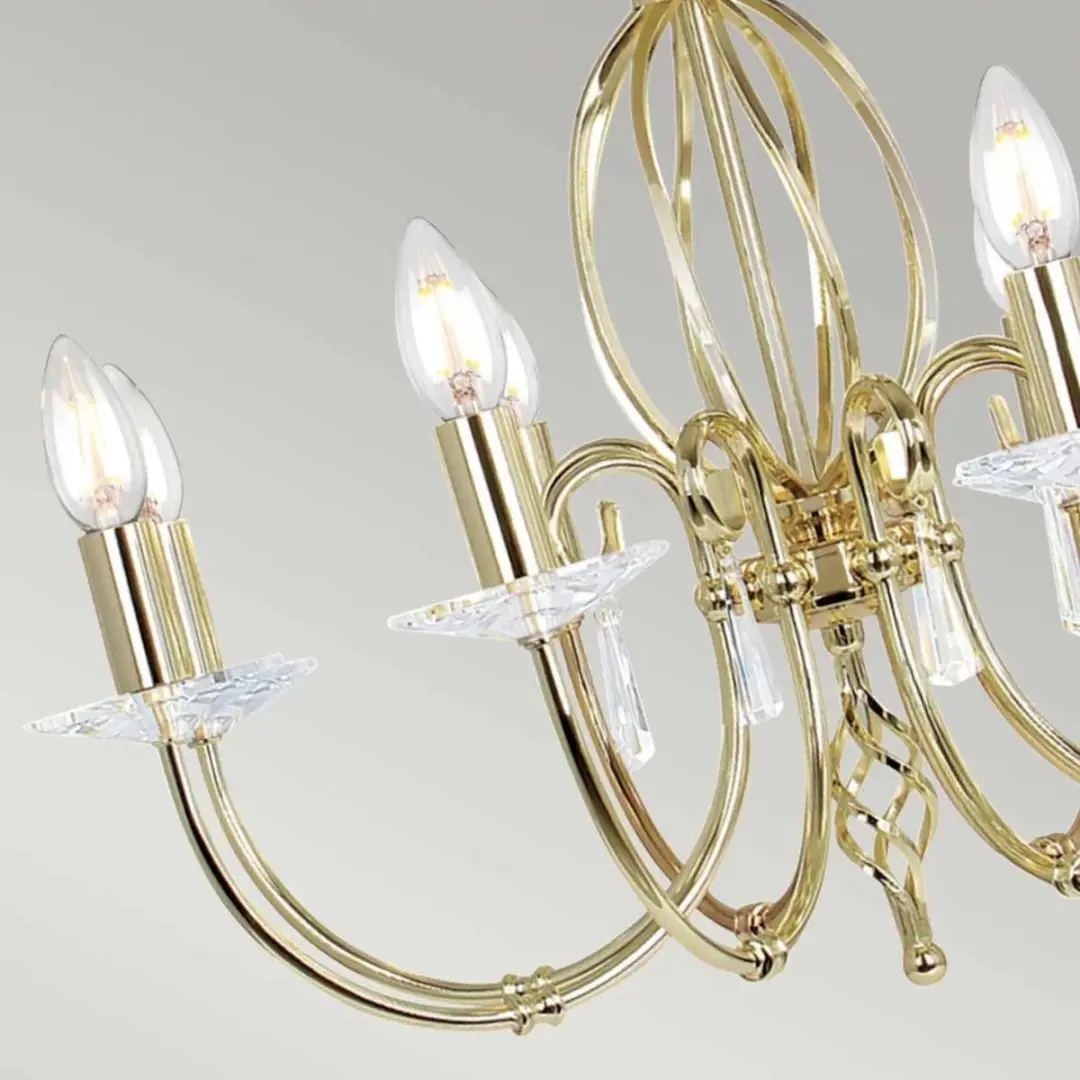 Elstead LED Kroonluchter 8x E14 60W - Polished Brass