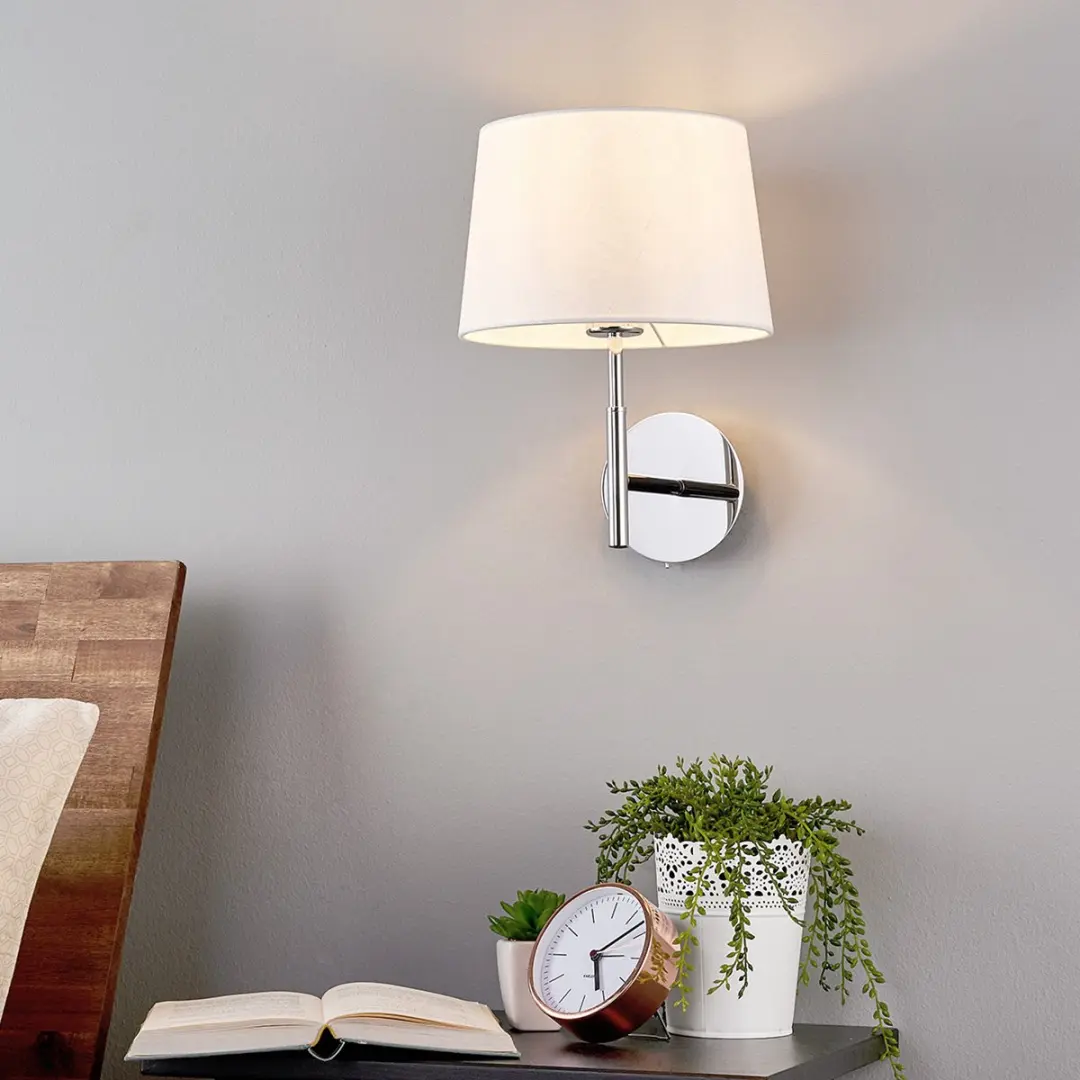 Lucande Wandlamp 1 Licht E27 - 33cm - Wit/Chroom