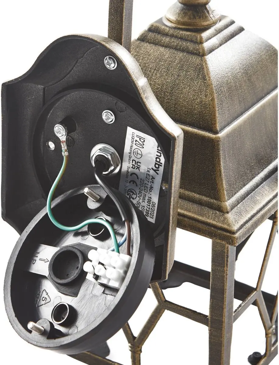 Lindby Wandlamp Metaal Glas 1 Lichtpunt E27 - 15W - Geborsteld messing
