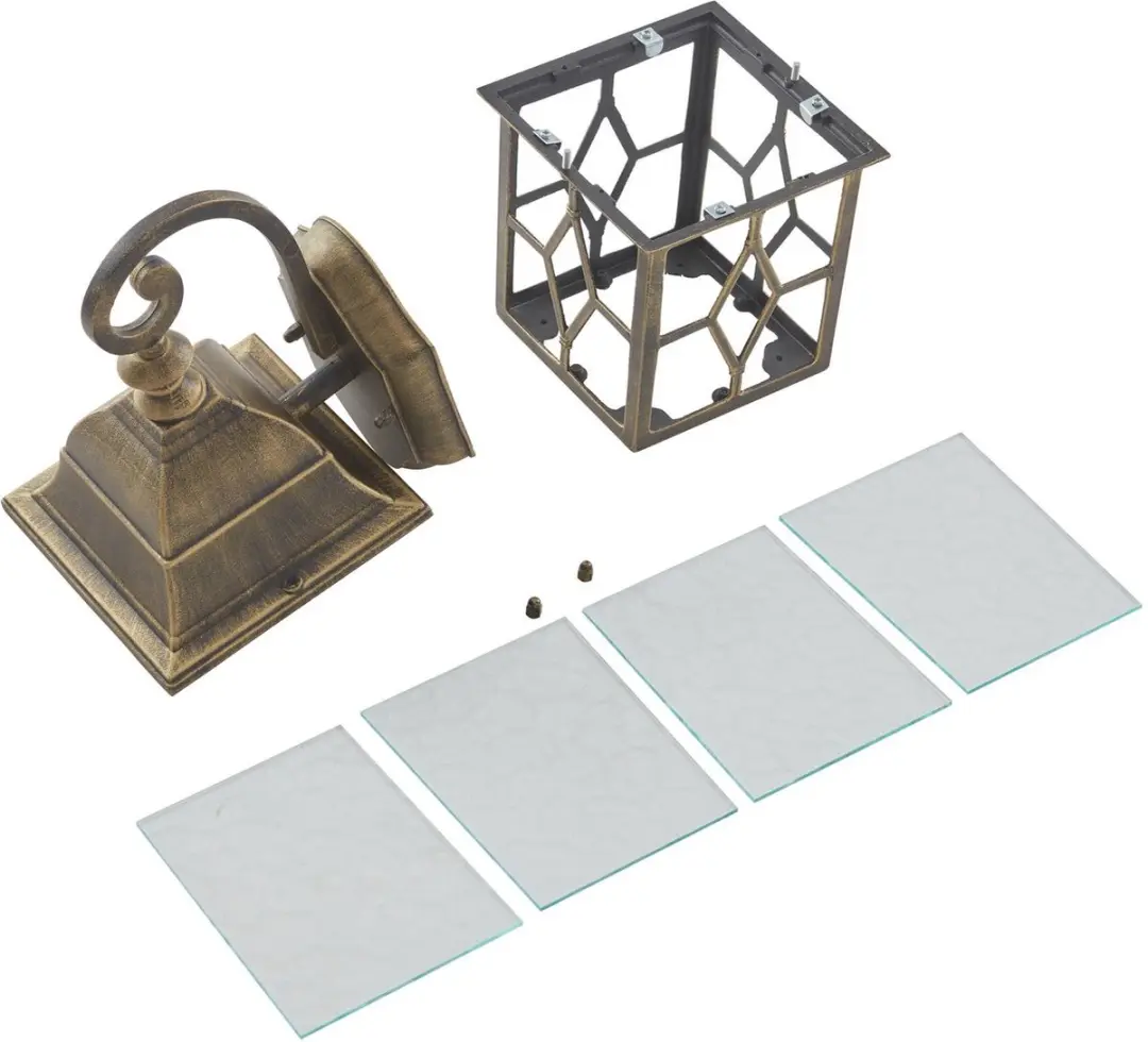 Lindby Wandlamp Metaal Glas 1 Lichtpunt E27 - 15W - Geborsteld messing