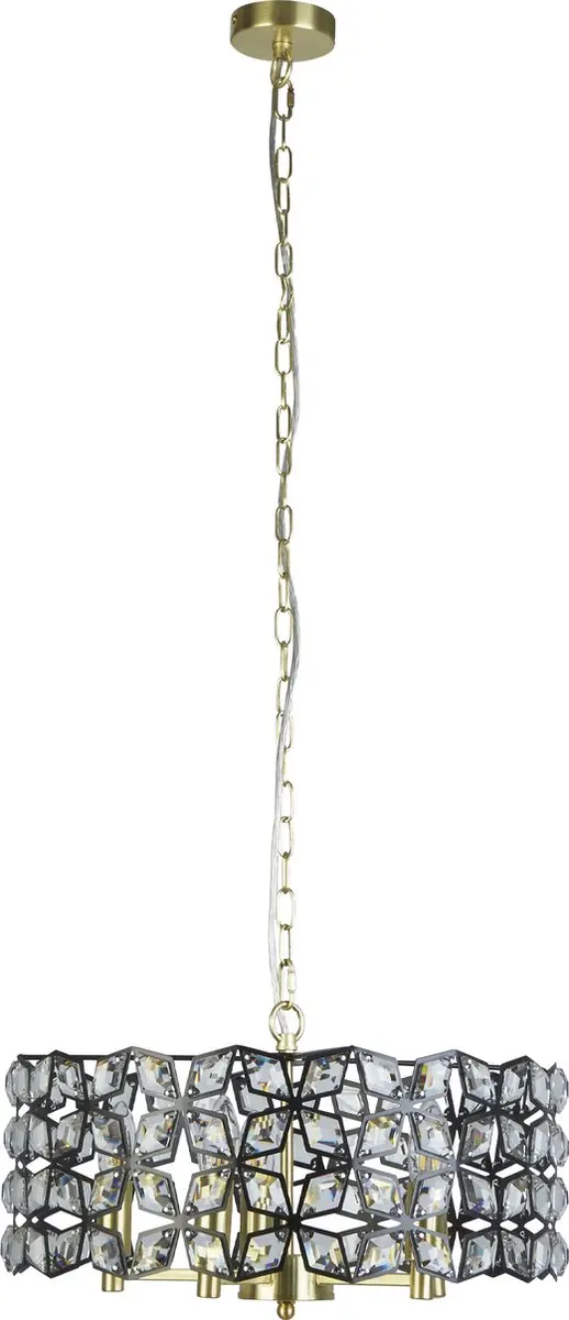 Searchlight Iris Hanglamp 5 Lichts - Zwart/Messing