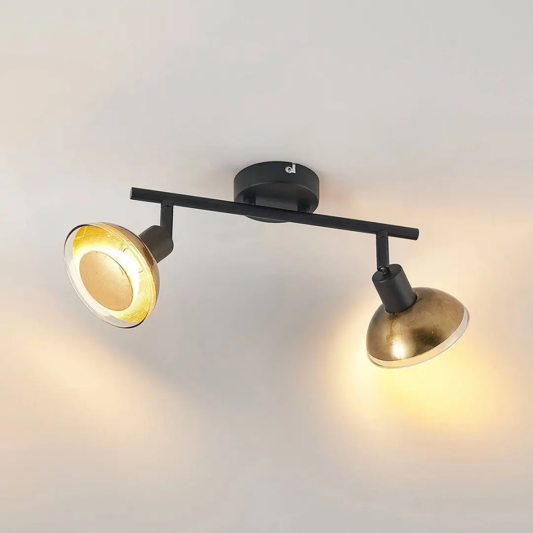 Lindby Buitenspot 2 Lichtpunten GU10 - Matzwart/Bladgoud