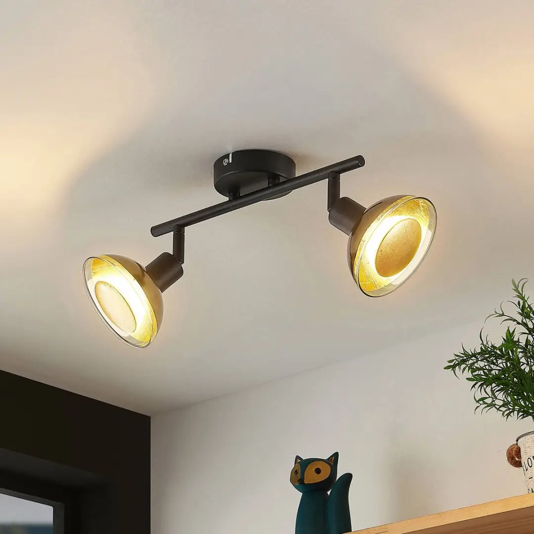 Lindby Buitenspot 2 Lichtpunten GU10 - Matzwart/Bladgoud