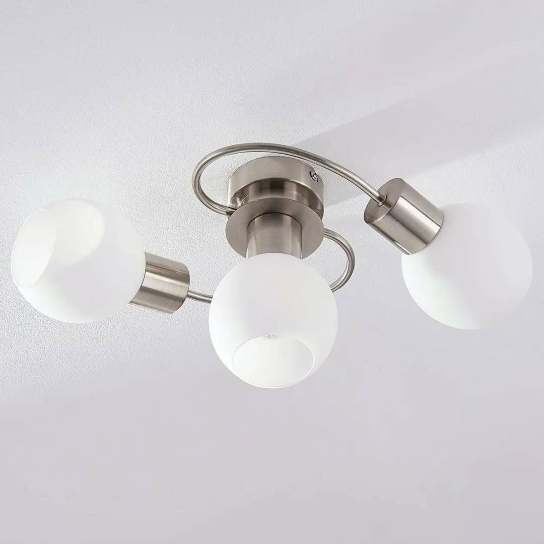 Lindby Plafondlamp 3-lichts - wit/nikkel