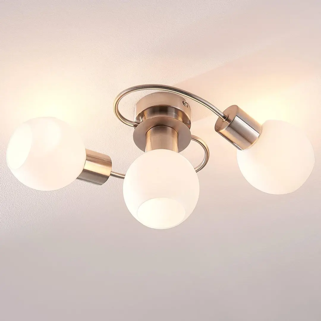 Lindby Plafondlamp 3-lichts - wit/nikkel
