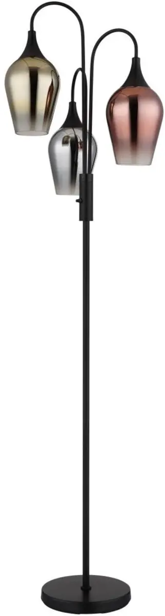 Globo Lavus Vloerlamp 165cm - 3x E27 - Matt zwart
