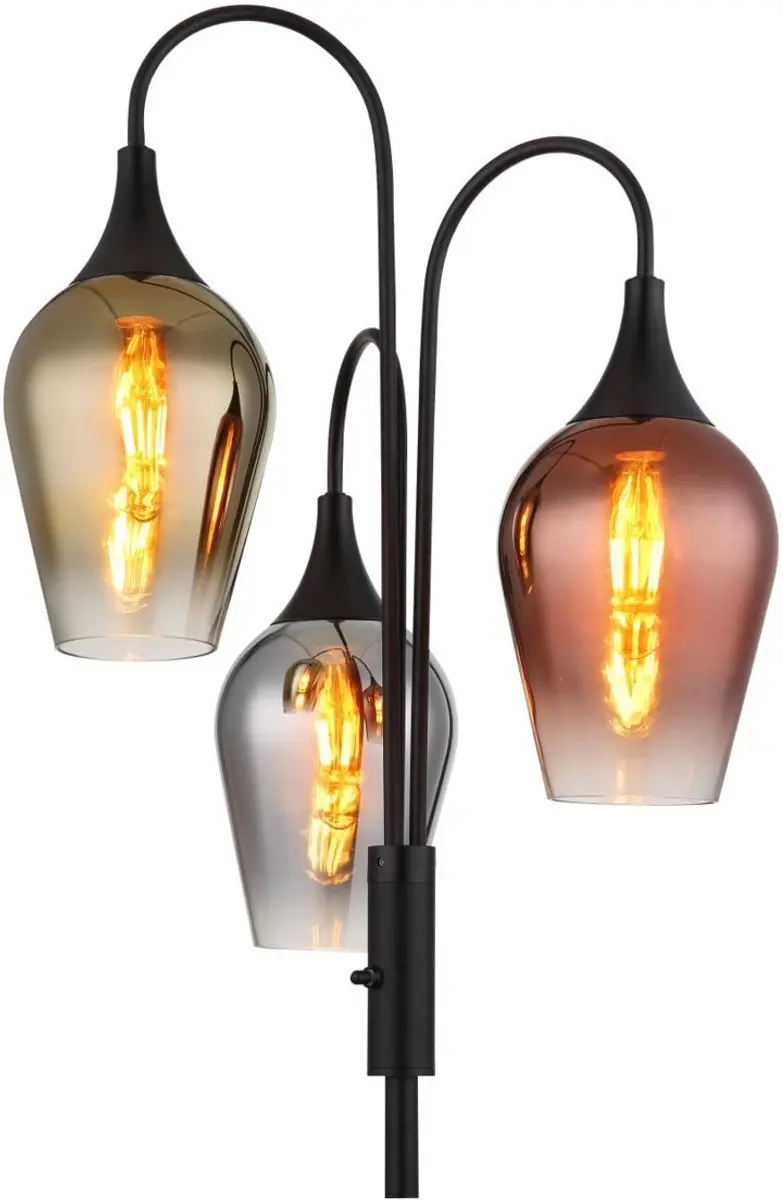 Globo Lavus Vloerlamp 165cm - 3x E27 - Matt zwart