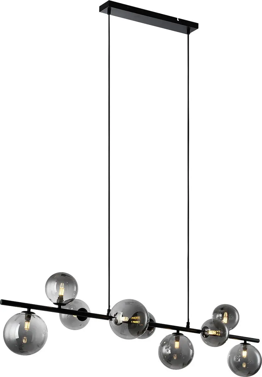 Freelight Calcio 9 Hanglamp 125cm - 9x G9 LED Rookglas - Zwart