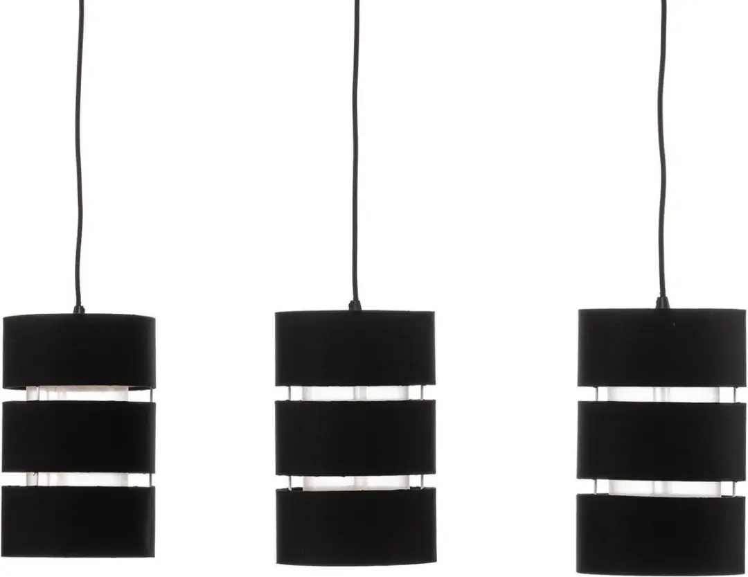 Lindby Hanglamp 3-Lichts Stof Metaal - Zwart/Goud