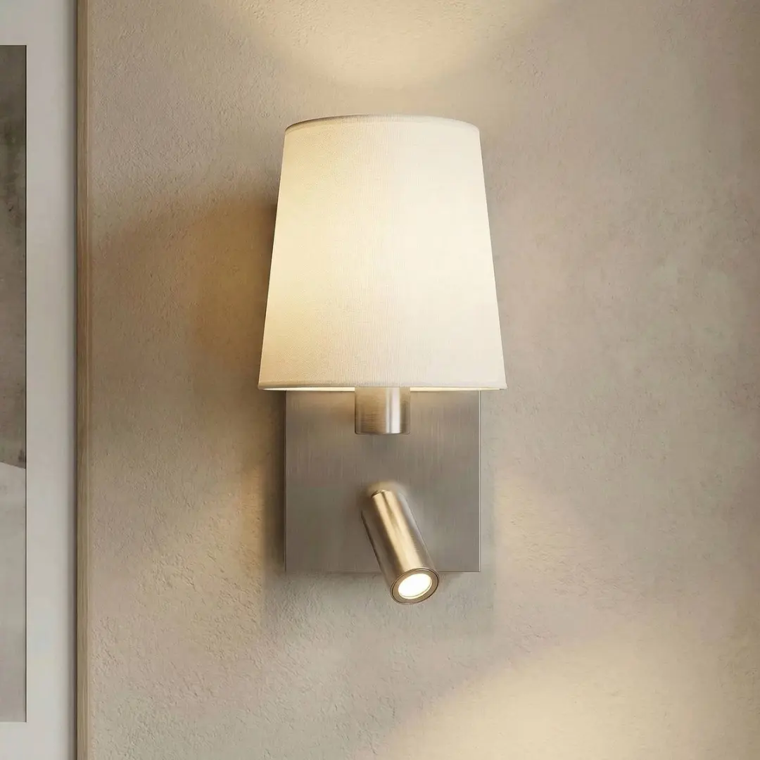Lindby Wandlamp E14 10W - wit/nikkel