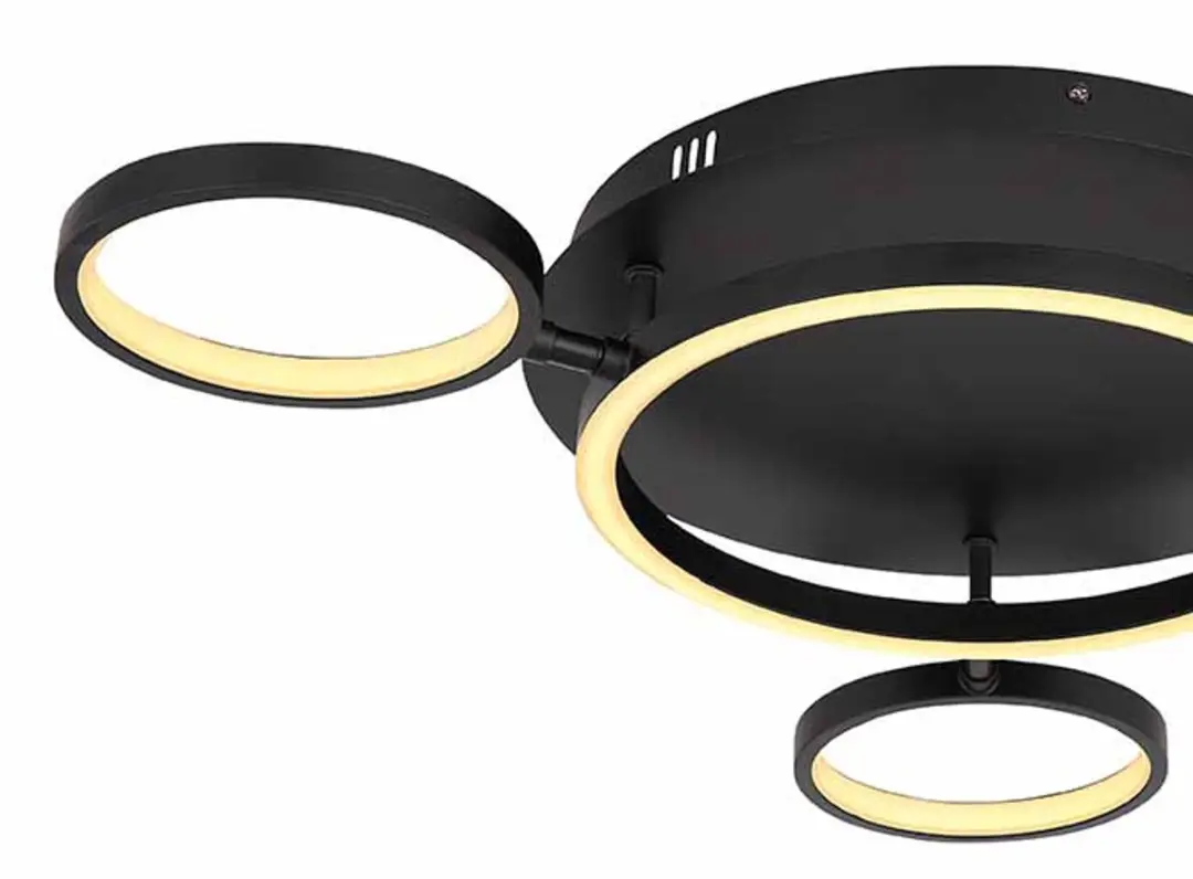 Globo Antonius Plafondlamp 56cm - Zwart - LED - afbeelding 6 van 6