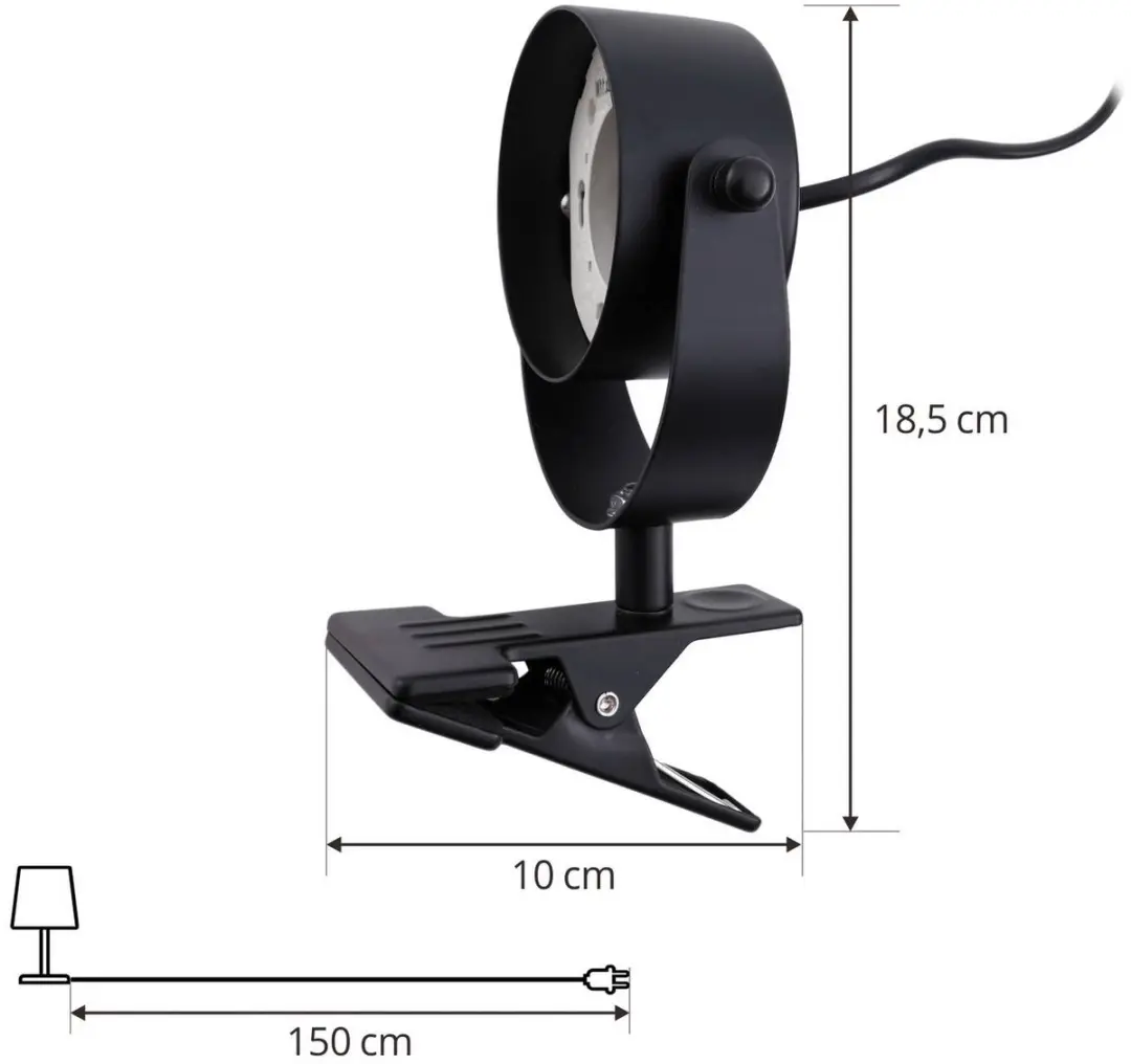 Lindby Klemlamp GX53 11W - Zwart mat