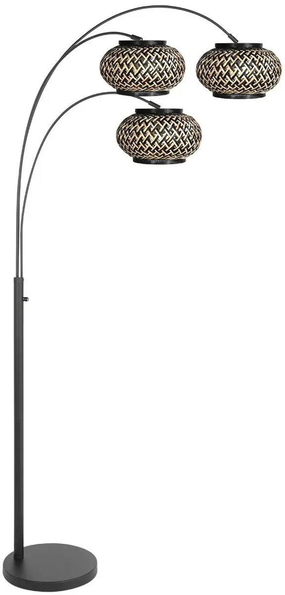 Steinhauer Nox Light 4494ZW Vloerlamp - 3x E27 - Zwart/Beige