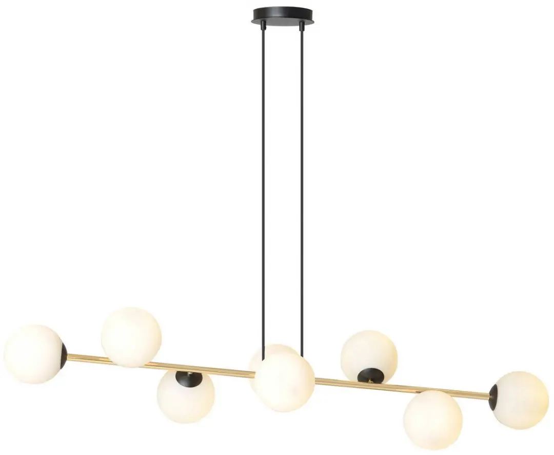 Euluna Hanglamp 8-Licht Staal Glas - E14 - Zwart/Goud/Wit Opaal