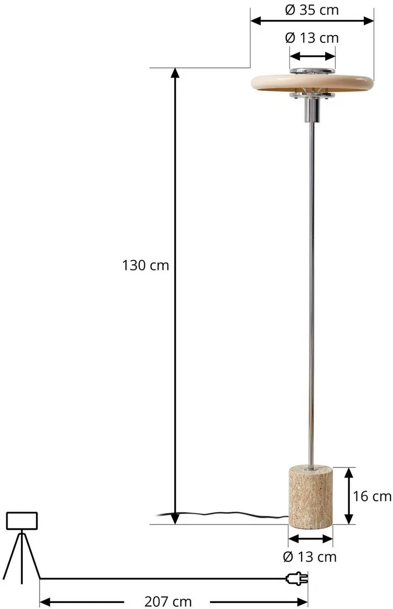 Lindby Vloerlamp Metaal Travertijn 130cm - Beige
