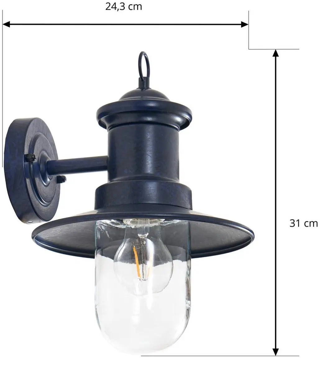 Lindby Wandlamp Buiten 1 Licht E27 - Zwart/Blauw