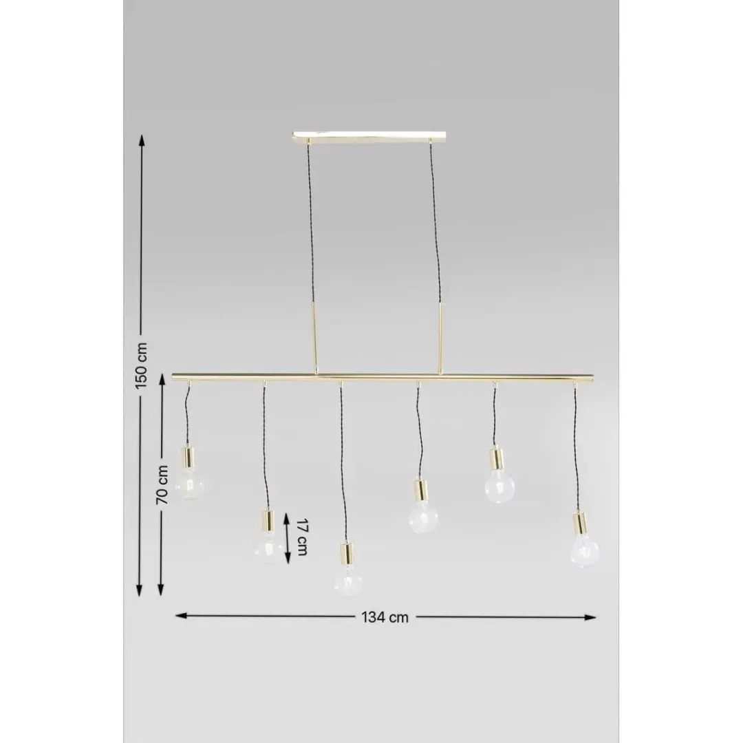 Kare Hanglamp Pole Brass - 6 Lichtpunten 40W - Goud