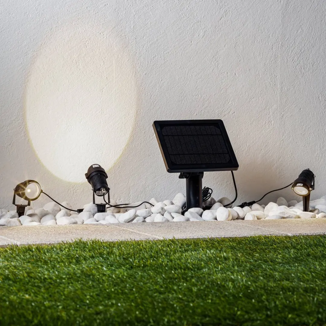 Lindby Solar Buitenverlichting 3-licht - Zwart/Transparant