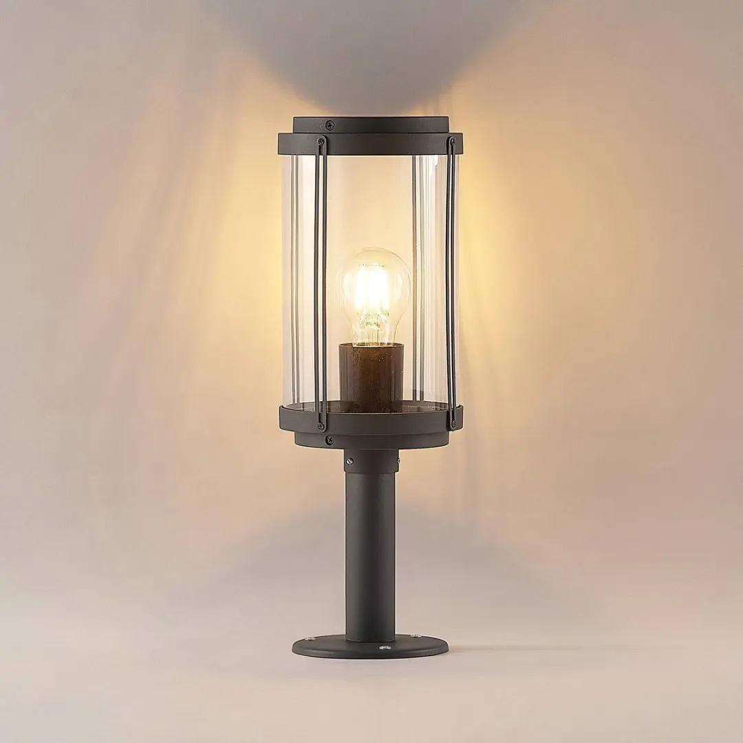 Lindby Sokkellamp Aluminium 1 Licht E27 - 40cm - Donkergrijs