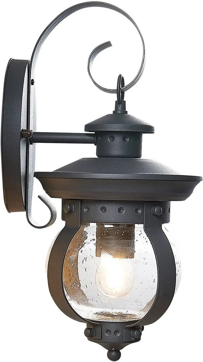 Lindby Farley Wandlamp Buiten - 1 Lichtpunt - E27 - 60W - Donkergrijs