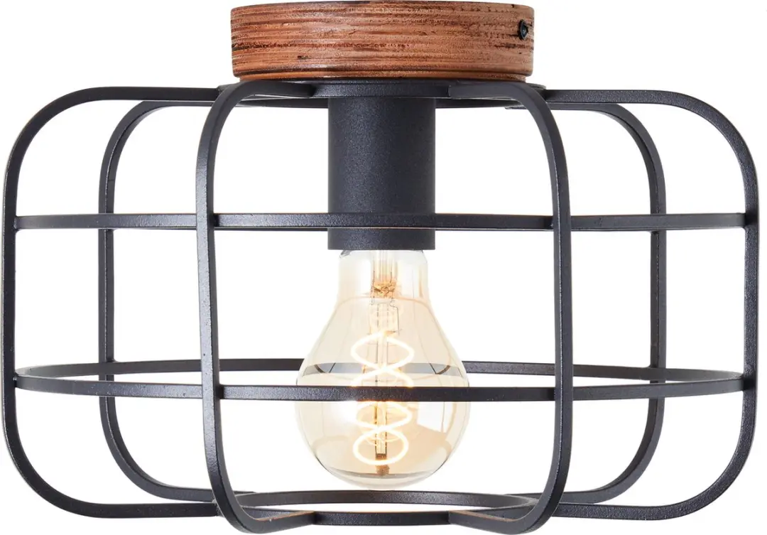 Brilliant Gwen Plafondlamp E27 - Hout/Zwart