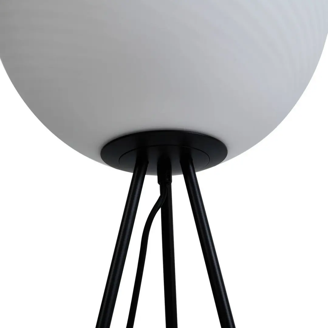 Lucande Vloerlamp Glas Metaal 151cm - Wit/Zwart