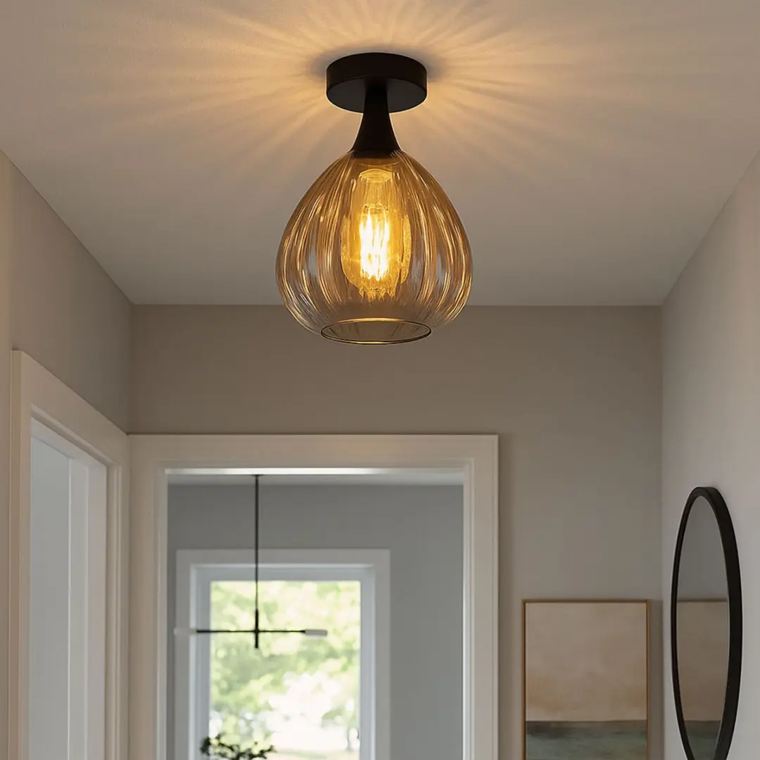 Globo Olsen Plafondlamp - Ø20cm - Zwart - E27 - afbeelding 6 van 6