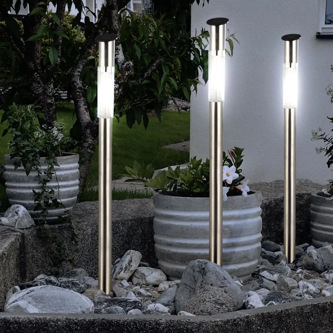 Globo Solar Buitenlamp Grondspies Insteeklamp RVS - 0,07W LED - 6 Stuks