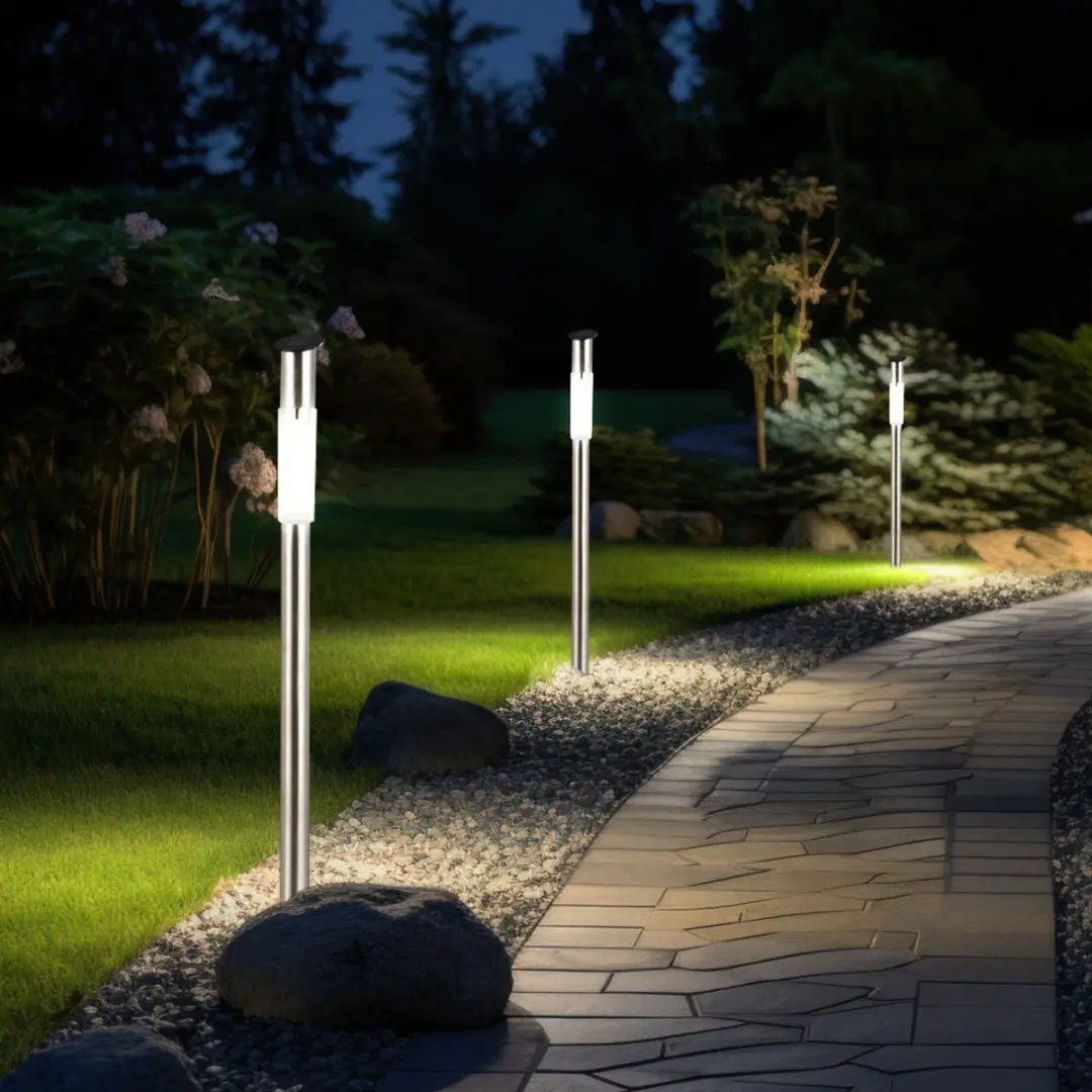 Globo Solar Buitenlamp Grondspies Insteeklamp RVS - 0,07W LED - 6 Stuks