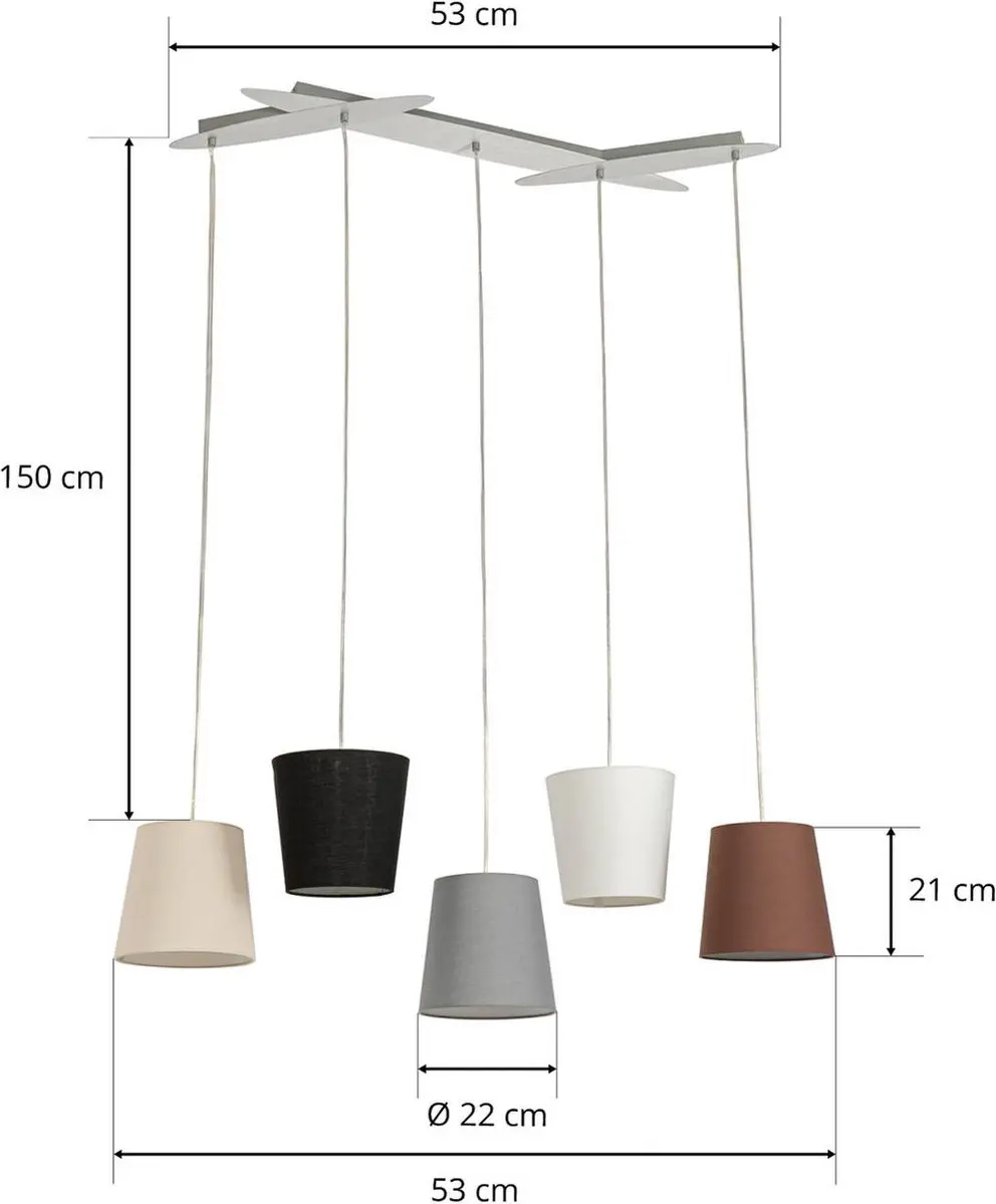 Lucande Hanglamp 5-lichts E27 - 21cm - Karamel/Zwart/Grijs/Wit/Bruin