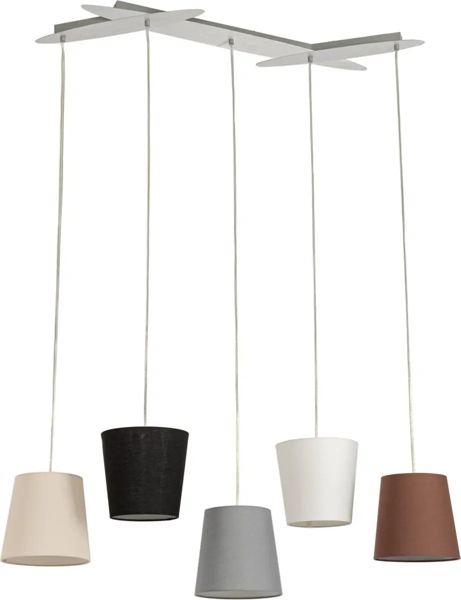 Lucande Hanglamp 5-lichts E27 - 21cm - Karamel/Zwart/Grijs/Wit/Bruin