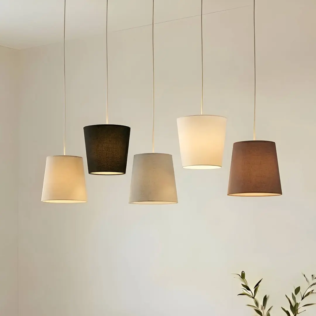 Lucande Hanglamp 5-lichts E27 - 21cm - Karamel/Zwart/Grijs/Wit/Bruin