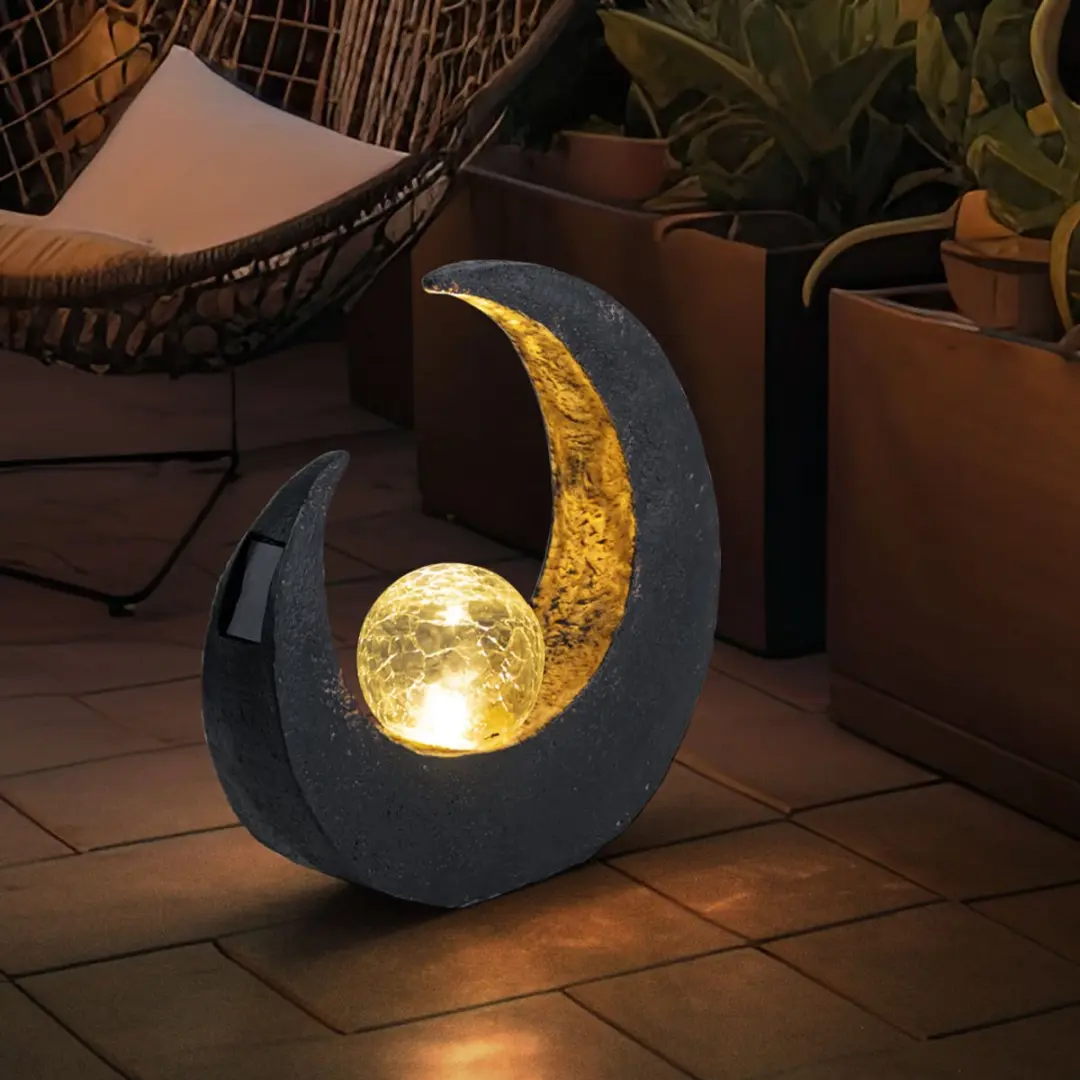 Globo Solarlamp Halve Maan Tuinlamp - Zwart - 9x30,5cm
