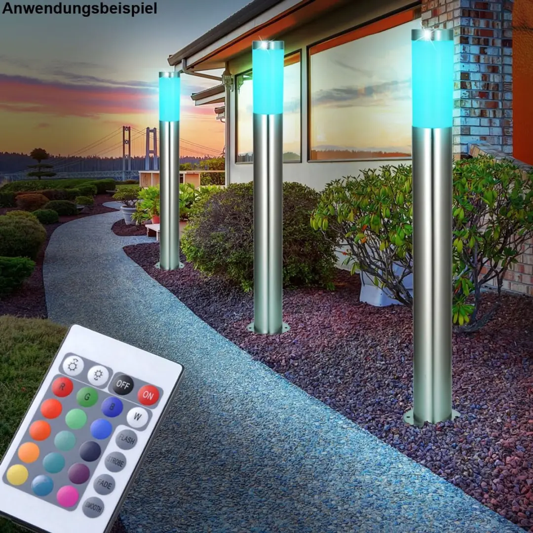 Globo LED Staande Lampen Set 2 Stuks - Bewegingsmelder - E27 RGB - Zilver